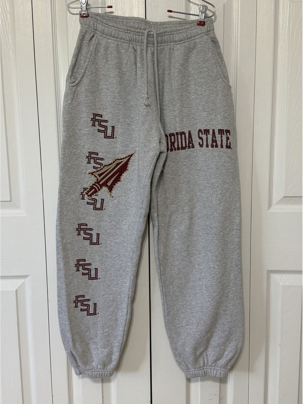 Florida State Seminoles Pants Mens 28 Gray NCAA Football Mitchell & Ness Fleece